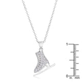 Delicate .4Ct Rhodium Plated Ice Skate Pendant - Flyclothing LLC