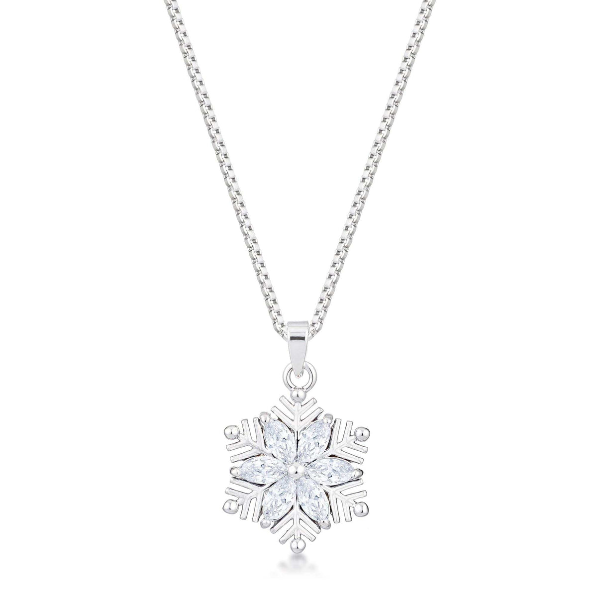 2.04Ct Rhodium Brilliant Marquise Snowflake Pendant - JGI