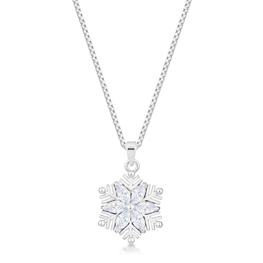 2.04Ct Rhodium Brilliant Marquise Snowflake Pendant - Flyclothing LLC