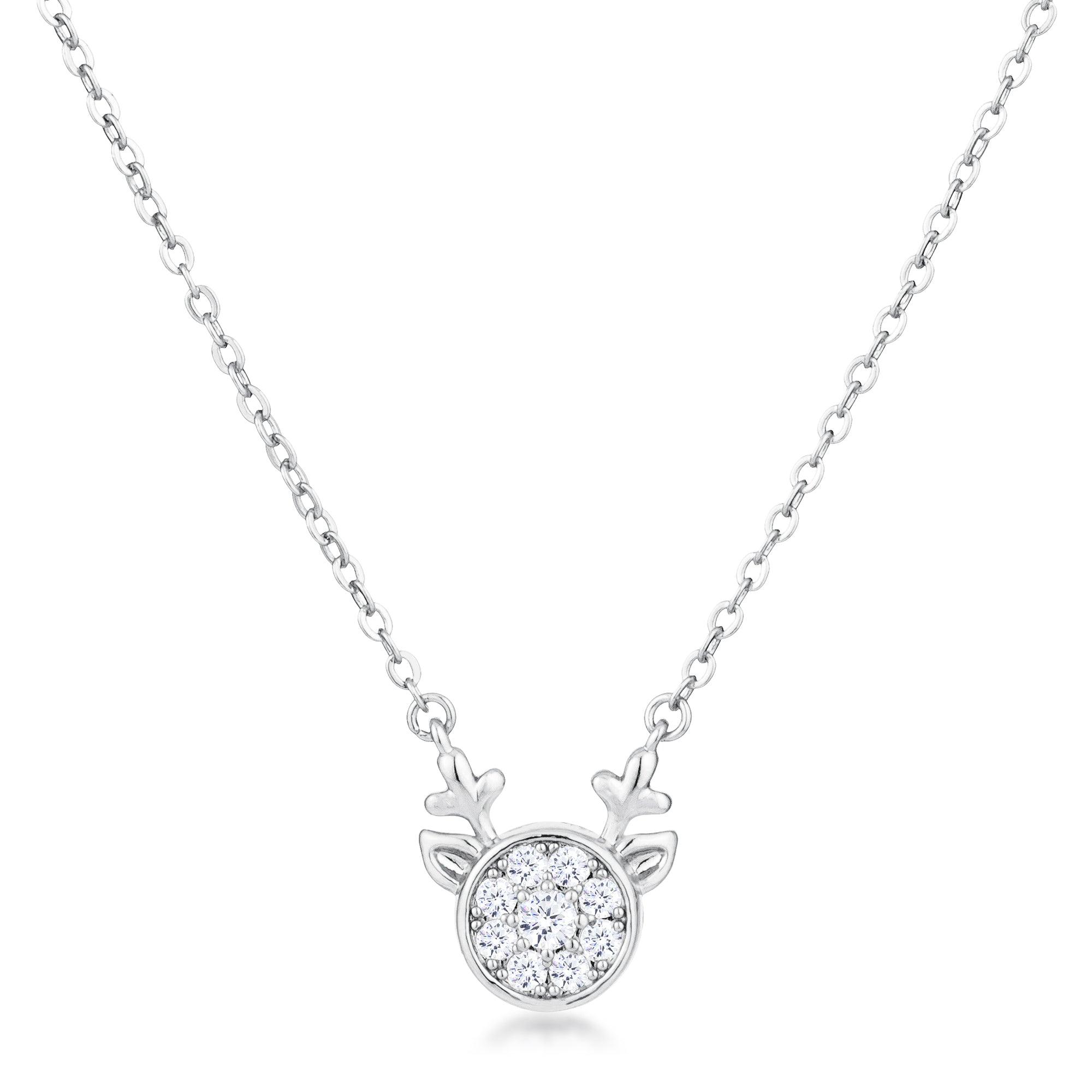 3.88Ct Rhodium Reversible Champagne CZ Reindeer Pendant - Flyclothing LLC