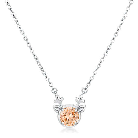 3.88Ct Rhodium Reversible Champagne CZ Reindeer Pendant - Flyclothing LLC