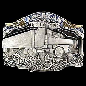 American Trucker Enameled Belt Buckle - Siskiyou Buckle