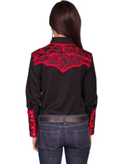 Scully CRIMSON FLORAL TOOLED EMBROIDERED BLOUSE - Scully Leather