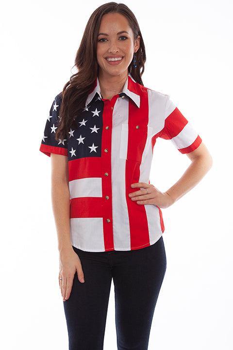 Scully RED LADIES SHORT SLEEVE FLAG SHIRT - Flyclothing LLC