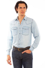 Scully LIGHT BLUE TENCEL SHIRT - Flyclothing LLC