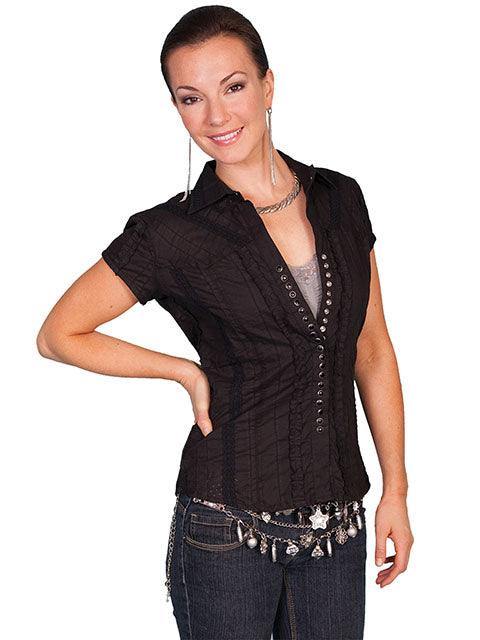 Scully BLACK CAP SLEEVE BLOUSE - Flyclothing LLC