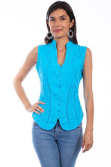 Scully TURQUOISE SLEEVELESS BLOUSE PERUVIAN COTTON - Flyclothing LLC