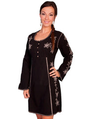 Scully BLACK CONTRAST SOUTACHE L/S DRESS - Flyclothing LLC