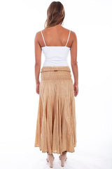 Scully KHAKI ACID WASH SKIRT W/BEADED CORD BELT - Flyclothing LLC