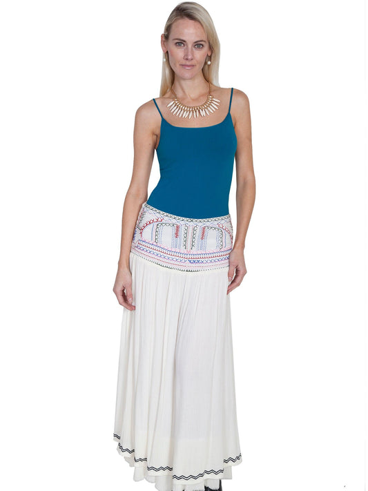 Scully NATURAL LINED EMBROIDERED FRONT PANEL SKIRT - Flyclothing LLC