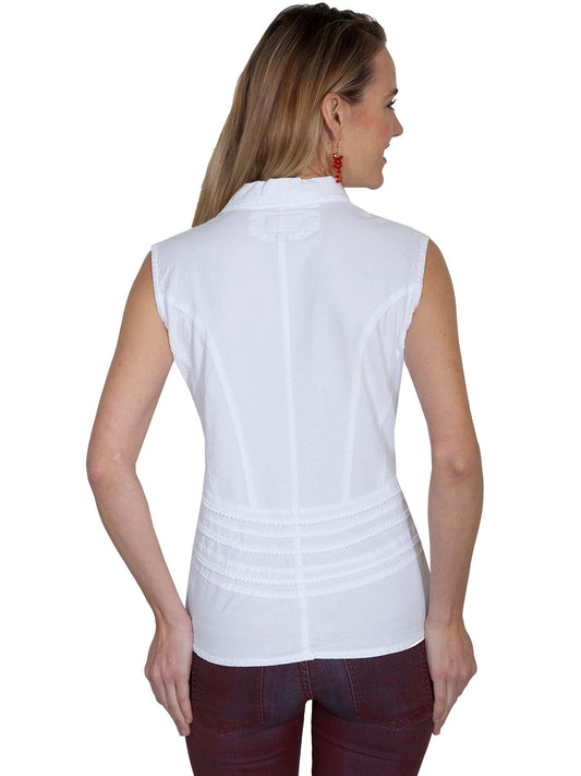 Scully WHITE S/L BUTTON FRONT COLLAR BLOUSE - Flyclothing LLC