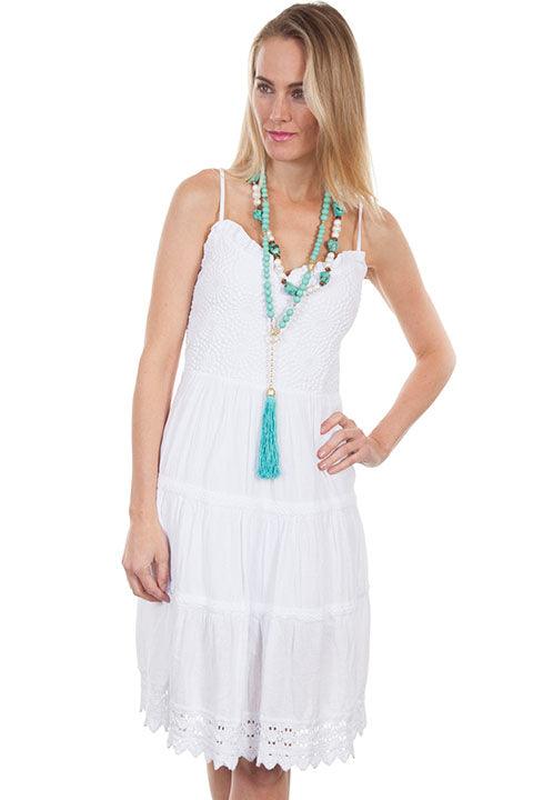 Scully WHITE SPAGHETTI STRAP SUN BURST DRESS - Flyclothing LLC