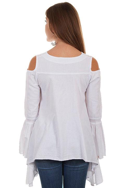 Scully WHITE TIE FRONT COLD SHOULDER BELL SLEEVE - Flyclothing LLC