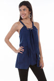 Scully DARK BLUE ROPE STRAP BLOUSE - Flyclothing LLC