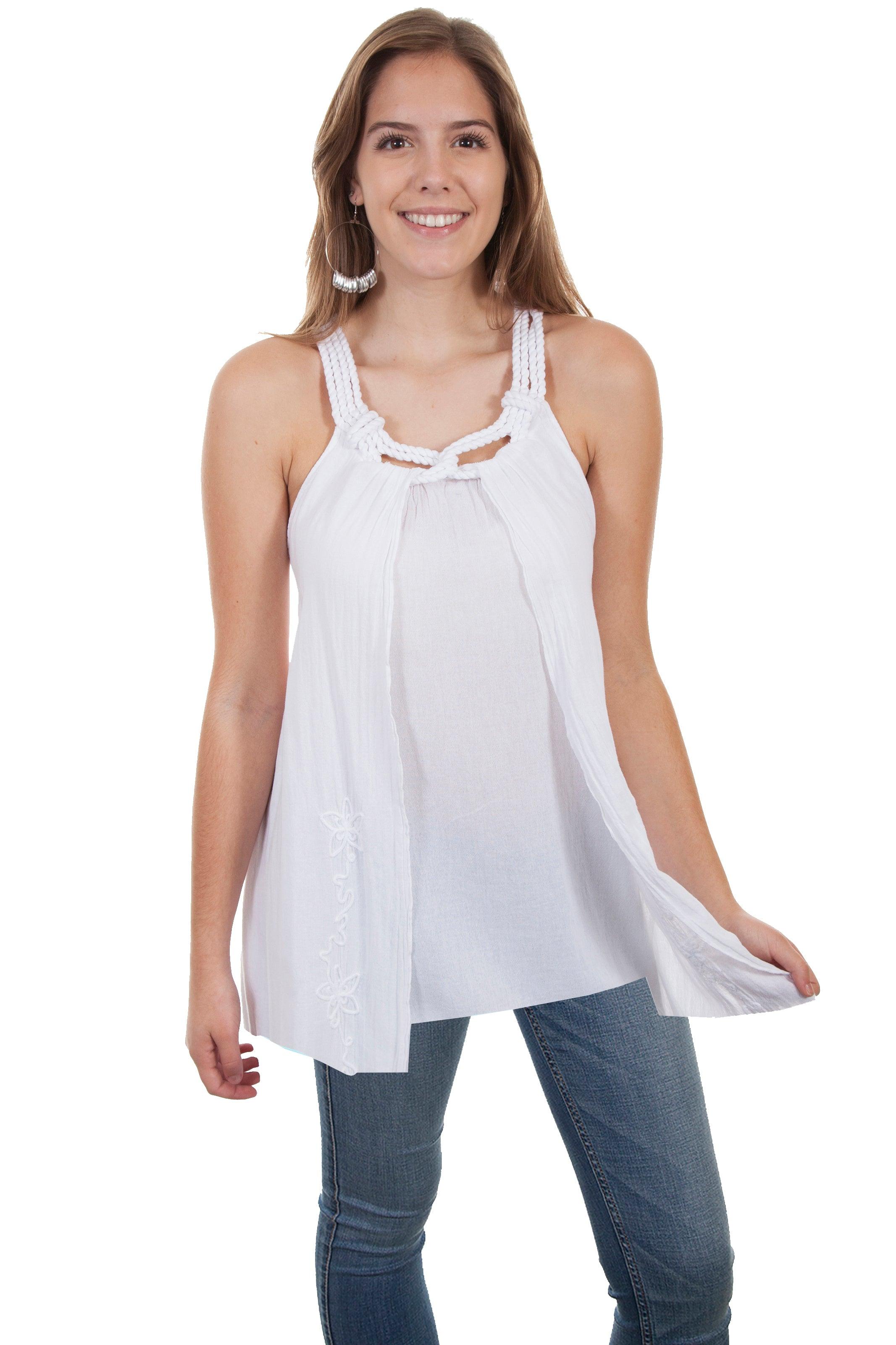 Scully WHITE ROPE STRAP BLOUSE - Flyclothing LLC