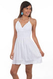 Scully WHITE HALTER DRESS W/BEADS ON TIES - Flyclothing LLC