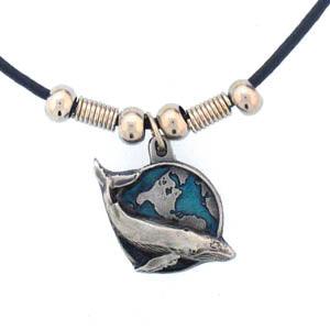 Humpback Whale with Earth Adjustable Cord Necklace - Flyclothing LLC