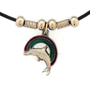 Rainbow & Dolphin Adjustable Cord Necklace - Flyclothing LLC