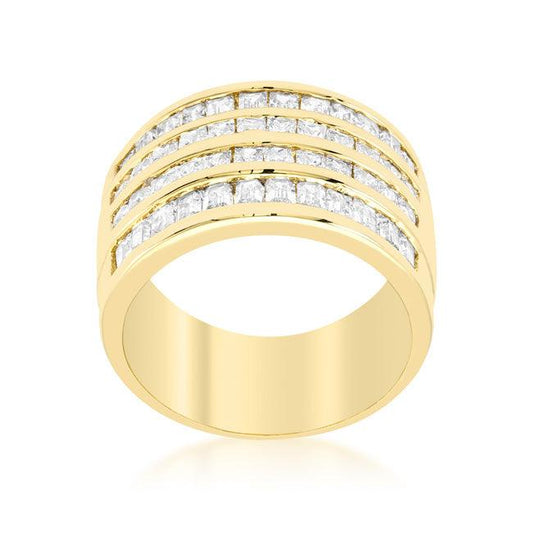 4 Row Gold Cubic Zirconia Cocktail Ring - Flyclothing LLC