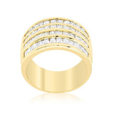 4 Row Gold Cubic Zirconia Cocktail Ring - Flyclothing LLC