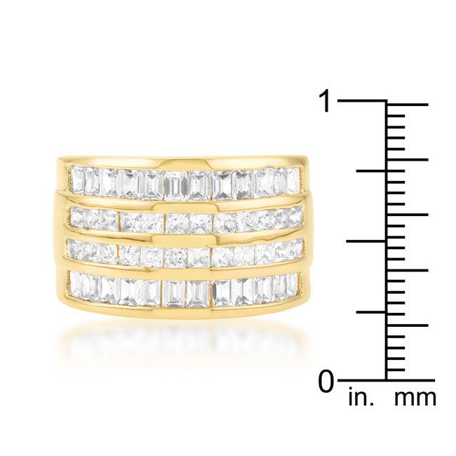 4 Row Gold Cubic Zirconia Cocktail Ring - Flyclothing LLC