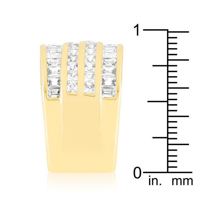 4 Row Gold Cubic Zirconia Cocktail Ring - Flyclothing LLC