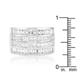 4 Row Rhodium Cubic Zirconia Cocktail Ring - Flyclothing LLC