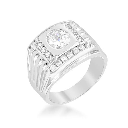 Mens Cubic Zirconia Square Ring - Flyclothing LLC