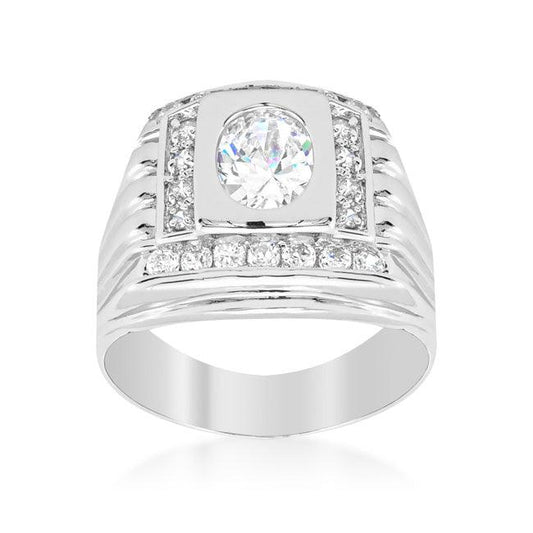 Mens Cubic Zirconia Square Ring - Flyclothing LLC