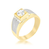 Cubic Zirconia Two-Tone Mens Ring - Flyclothing LLC