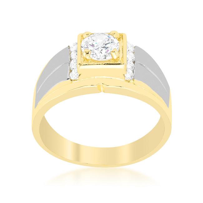 Cubic Zirconia Two-Tone Mens Ring - Flyclothing LLC