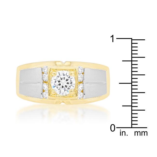 Cubic Zirconia Two-Tone Mens Ring - Flyclothing LLC