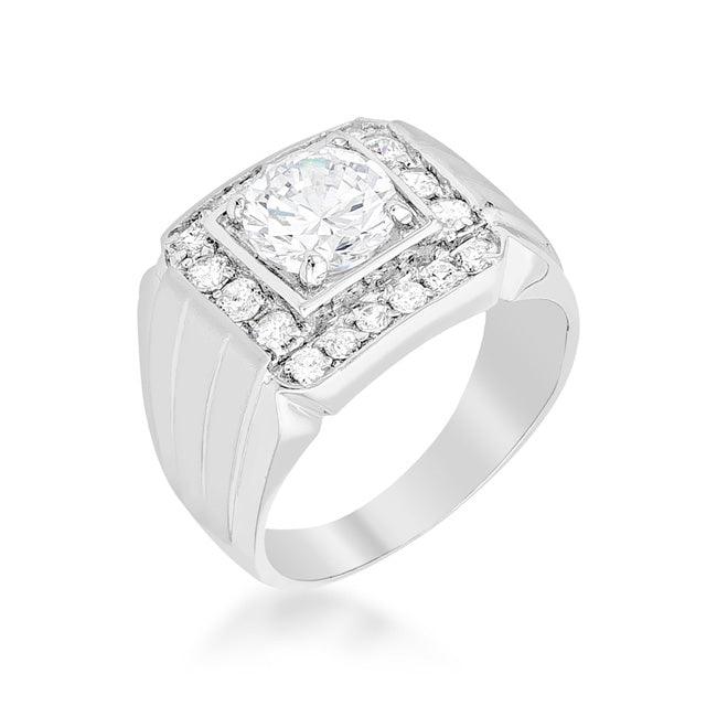 Mens Two-tone Finish Cubic Zirconia Ring - Flyclothing LLC