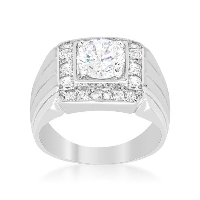 Mens Two-tone Finish Cubic Zirconia Ring - Flyclothing LLC