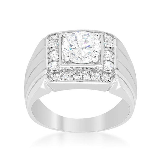 Mens Two-tone Finish Cubic Zirconia Ring - Flyclothing LLC