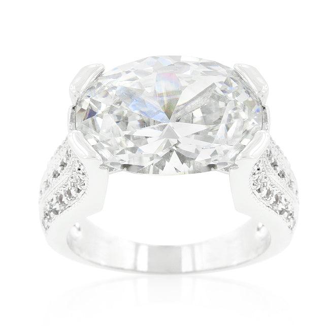 Oval Triplet Cubic Zirconia Ring - Flyclothing LLC