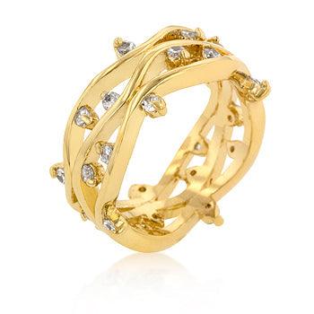 Golden Cubic Zirconia Vines Ring - Flyclothing LLC