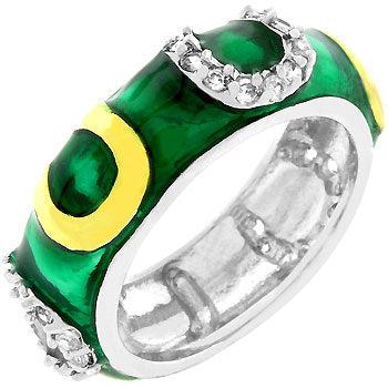 Green Enamel Horseshoe Ring - Flyclothing LLC