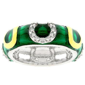 Green Enamel Horseshoe Ring - Flyclothing LLC