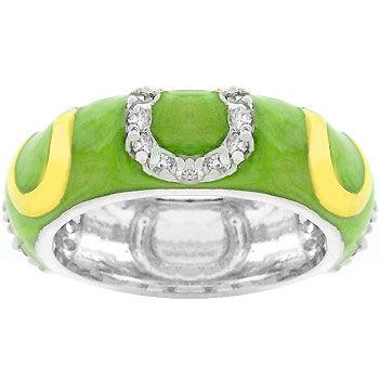 Apple Green Enamel Horseshoe Ring - Flyclothing LLC