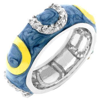 Blue Enamel Horseshoe Ring - Flyclothing LLC