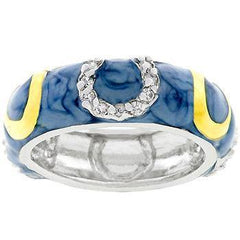 Blue Enamel Horseshoe Ring - JGI