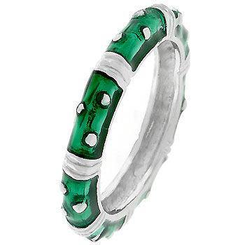 Marbled Dark Green Enamel Stacker Ring - JGI