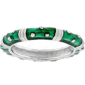 Marbled Dark Green Enamel Stacker Ring - Flyclothing LLC