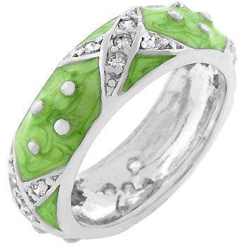 Marbled Apple Green Enamel Ring - JGI