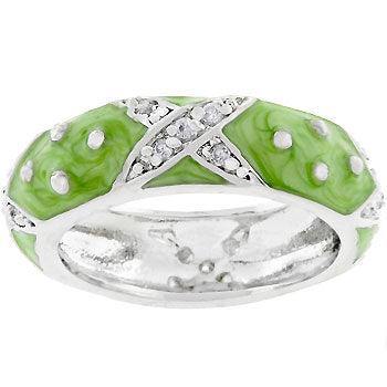 Marbled Apple Green Enamel Ring - JGI