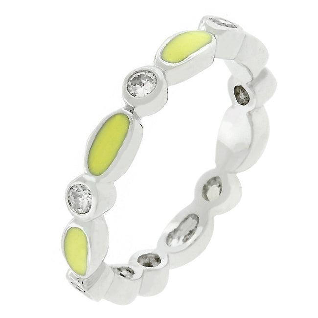 Yellow Link Enamel Stacker Ring - Flyclothing LLC