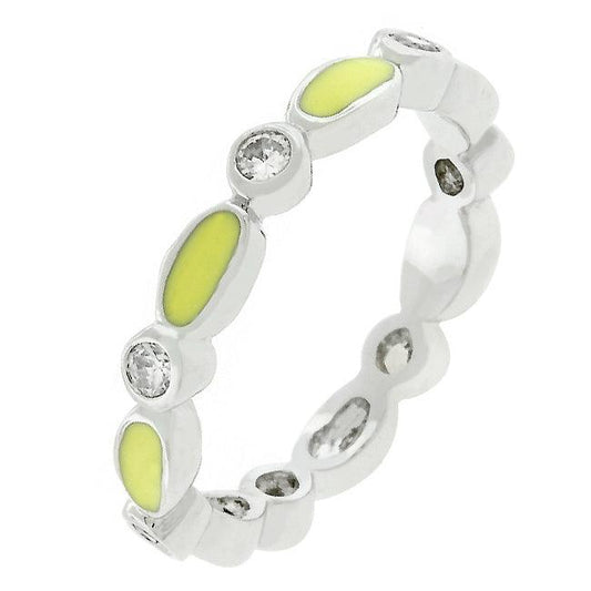 Yellow Link Enamel Stacker Ring - Flyclothing LLC