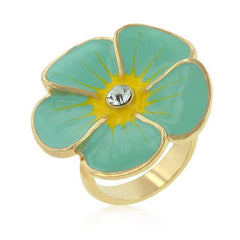 Light Blue Enamel Large Floral Ring - Flyclothing LLC