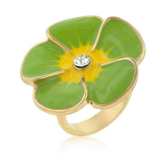 Light Green Enamel Large Floral Ring - Flyclothing LLC